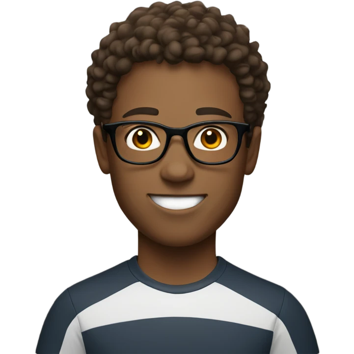 young  Man with round glasses and sportswear, short brown curly hair  emoji