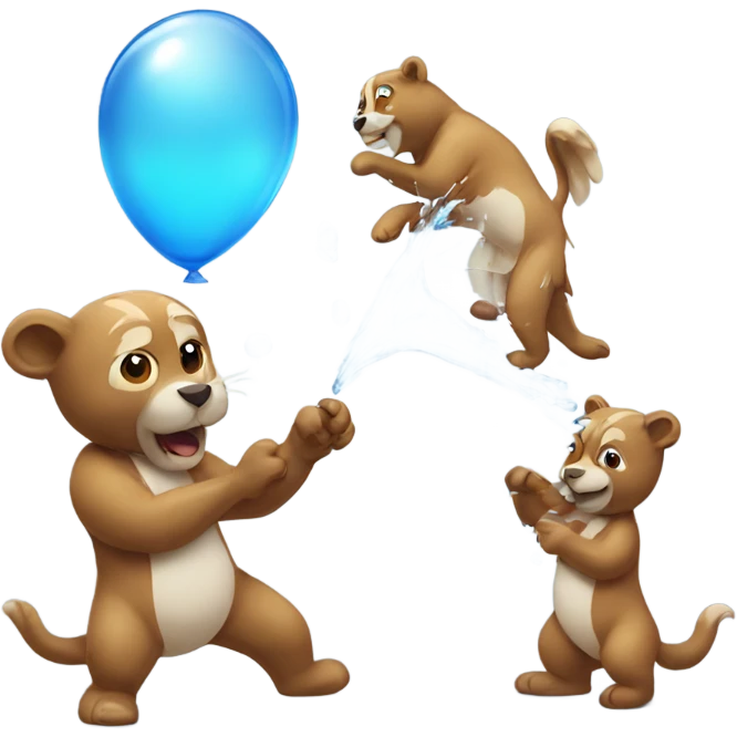 Animals having a water ballon fight  emoji