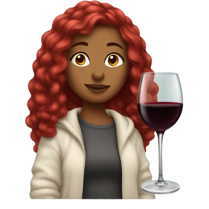 red wine hair girl cozy emoji