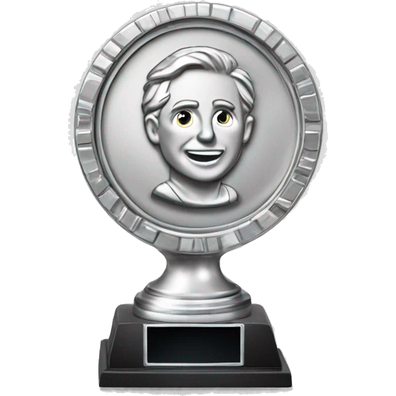 platinum coin with silver trophy on it emoji