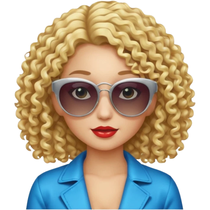 fancy blonde curly hair girl with sunglasses and night club outfits emoji