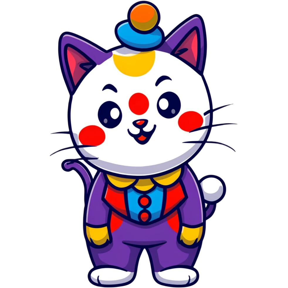 Black cat wearing clown makeup emoji