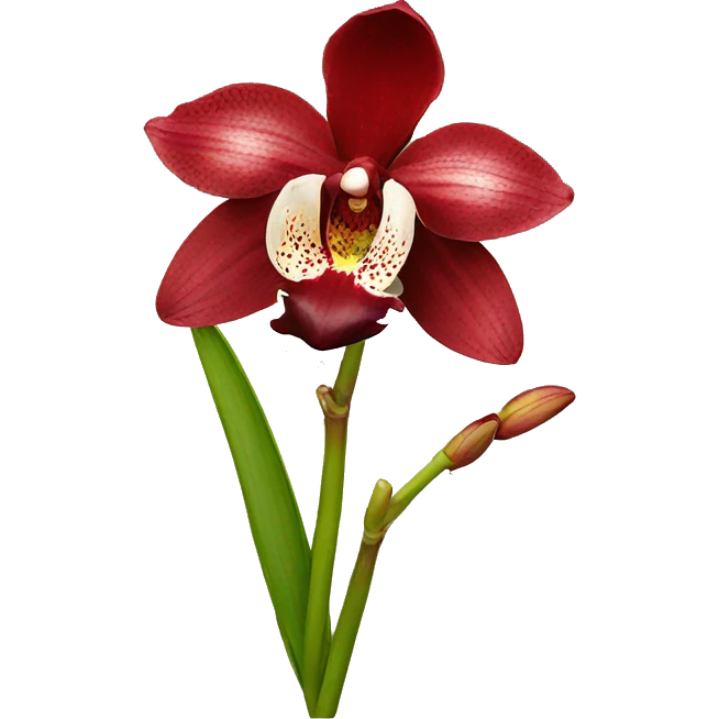 red cymbidium orchid emoji