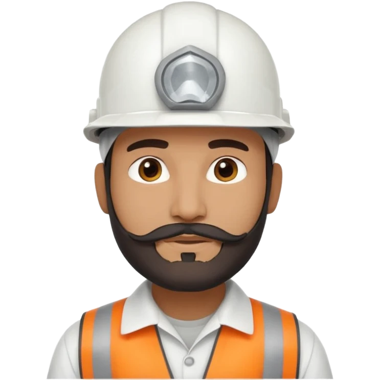 Indian muslim structural engineer wearing a white helmet.  also having small beard emoji