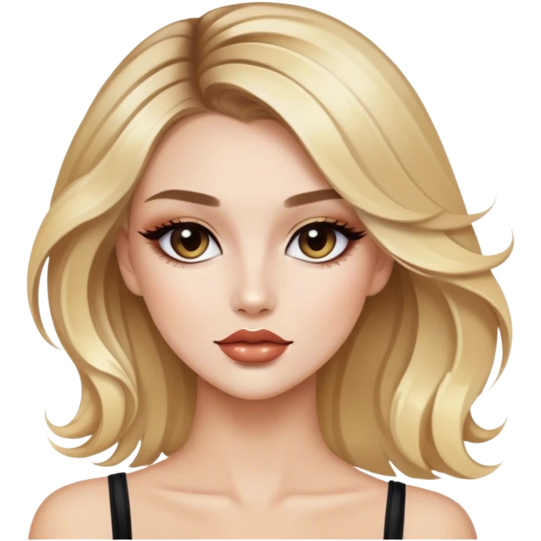 Blonde balayage model, luxury makeup  emoji