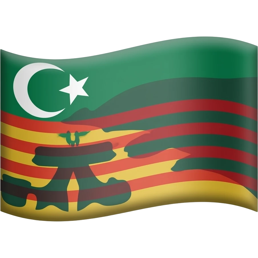 Drapeau vert rouge noir avec un croissant de lune et 5 étoiles inverse vert et rouge et les bandes prennent tout le drapeau emoji