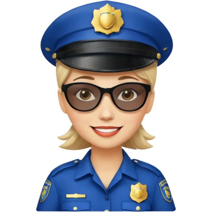 woman police with hair style and hats and sun glsses emoji