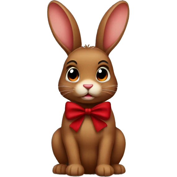 Brown bunny with dark red bow emoji