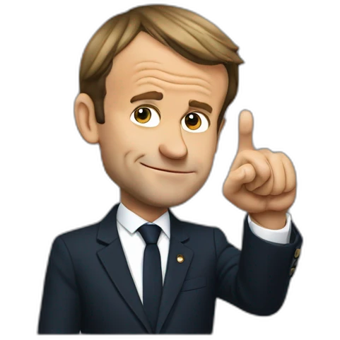 emmanuel macron with his thumb pointing down emoji