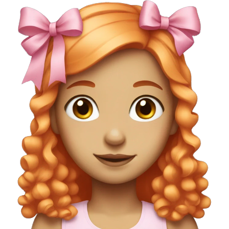Girl with orange hair and pink bow emoji