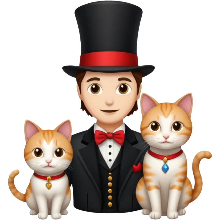 magician couple and their pet cat emoji