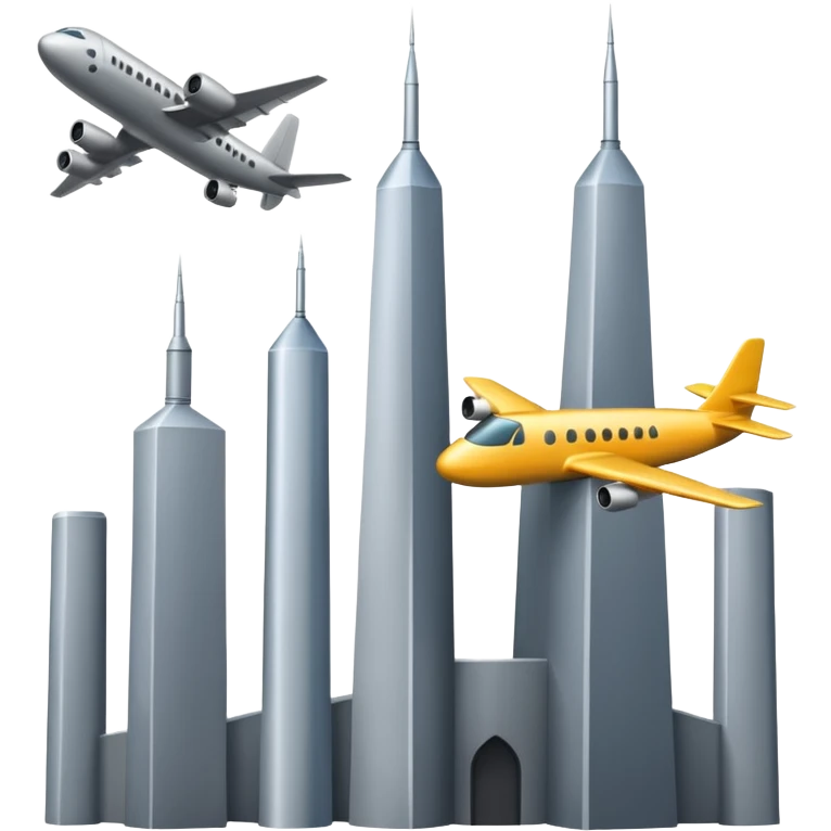Airplane and two towers emoji