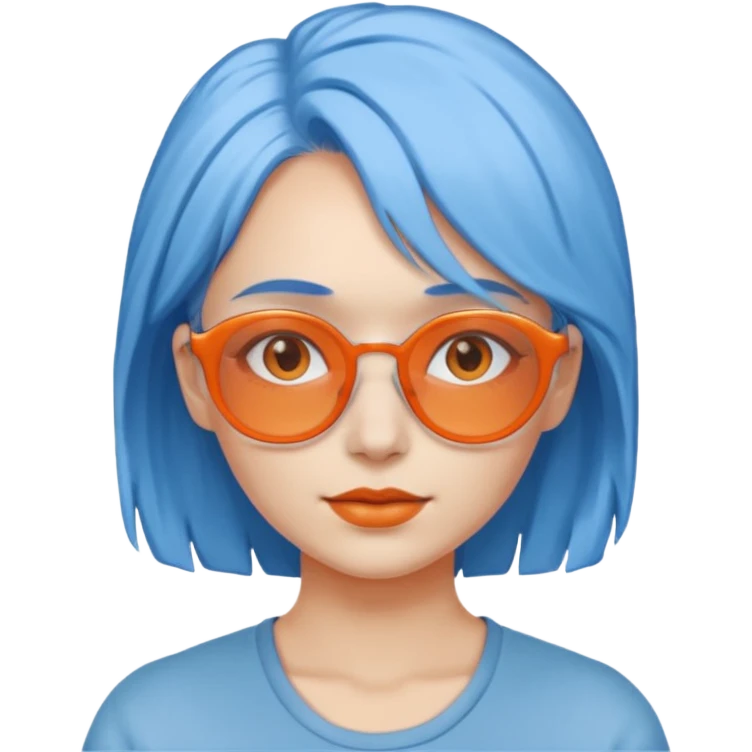 blue skinned orange glassed woman emoji