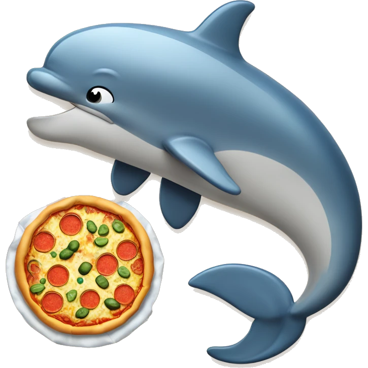 un delfin con una botella de cerveza en una aleta y una pizza en la otra emoji