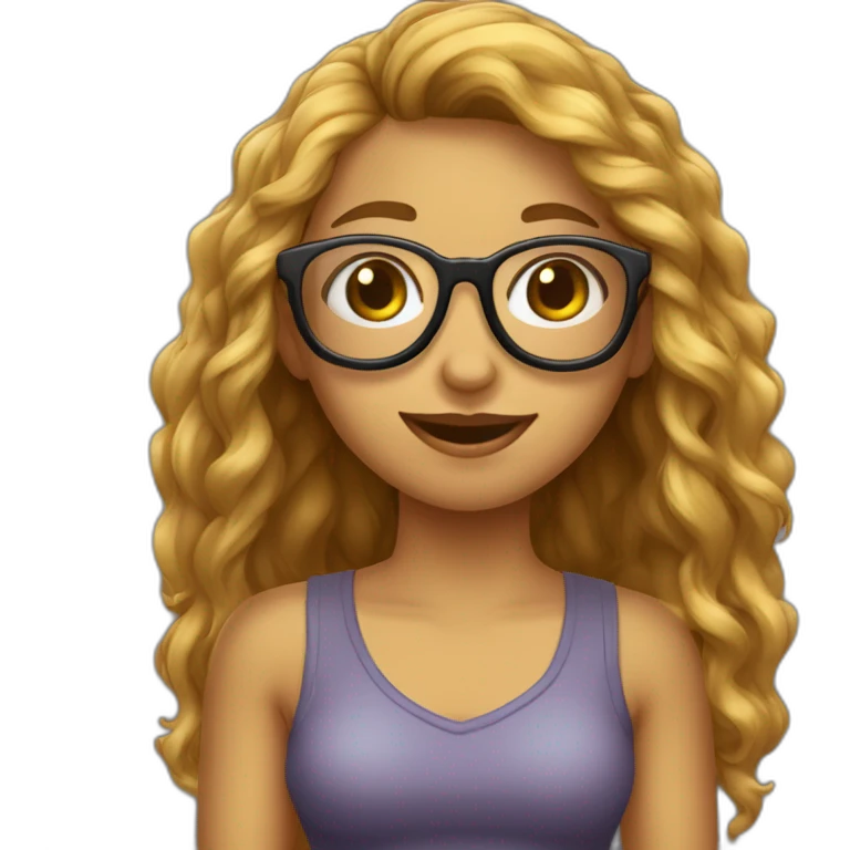 Una chica de pelo castaño de 17 años con gafas emoji