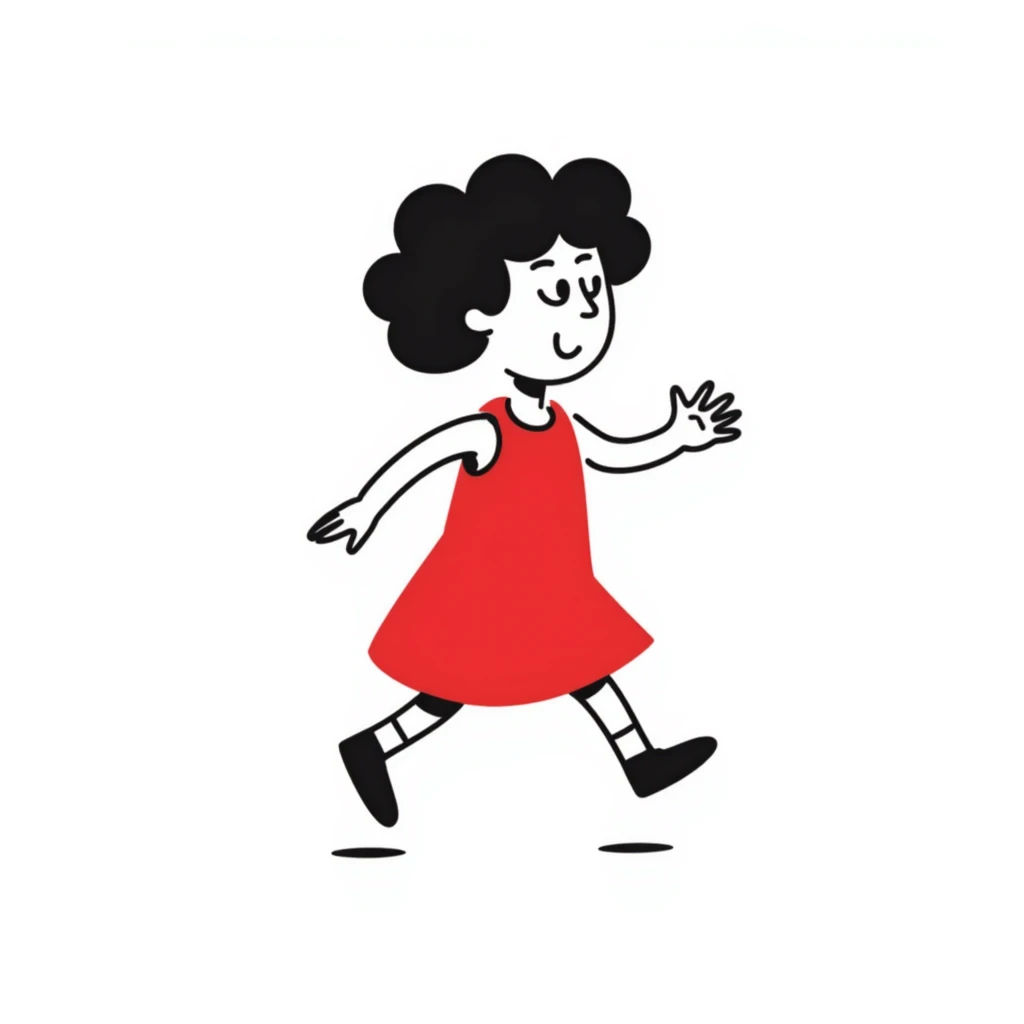 hand-drawn little child wearing a red dress emoji
