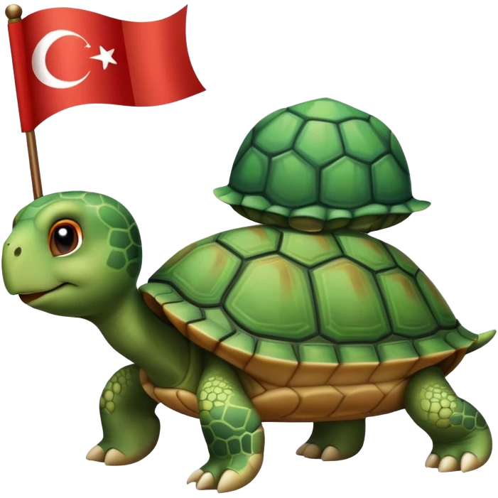 A cute lovely turtle which Turkish flag is its shell emoji