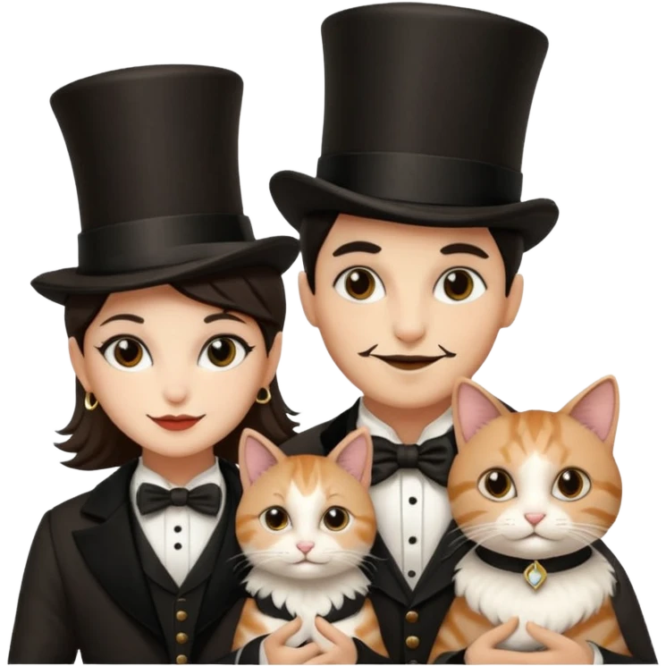 magician couple and their pet cat emoji