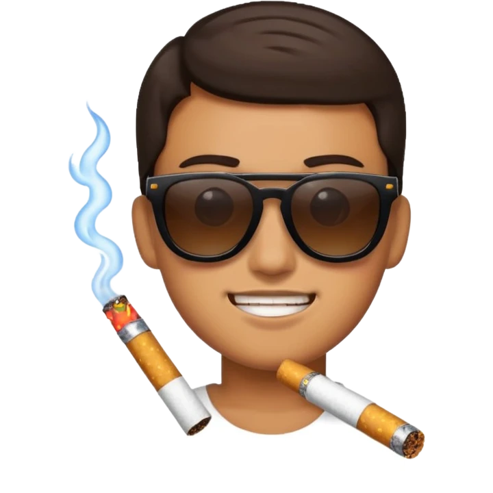 cool emoji with pixelated sunglasses and a cigarette emoji