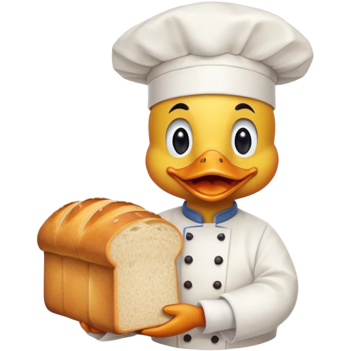 duck serving a loaf of gluten bread emoji