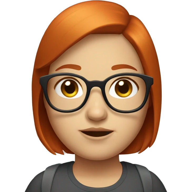 chubby redhead girl with glasses and bob emoji