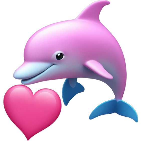 Pink dolphin holding a pink heart  emoji
