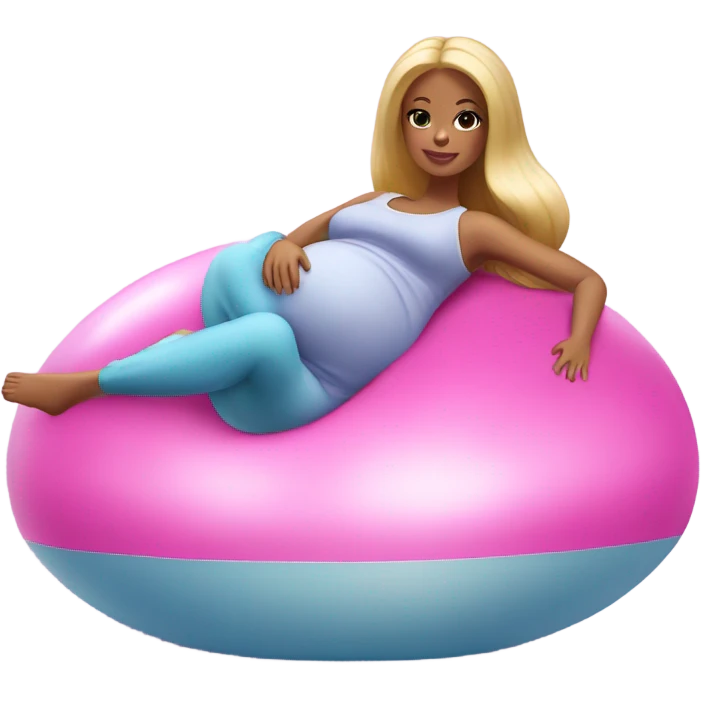 Pregnant Barbie laying on yoga ball emoji