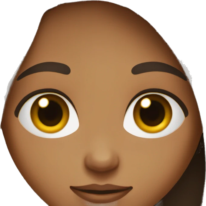 Girl with medium brown skin, brown eyes and dark long hair emoji