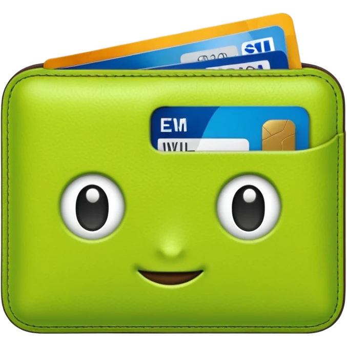 lime green Wallet with Drivers License and Credit Card inside emoji