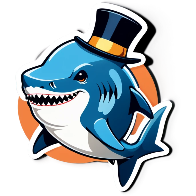 Shark with a top hat emoji