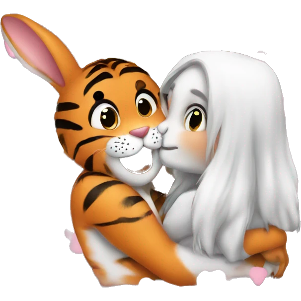 bunny kissing tiger emoji