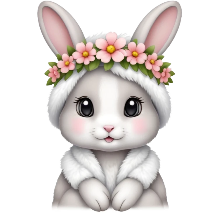 cute rabbit wearing clothes and flower crown emoji