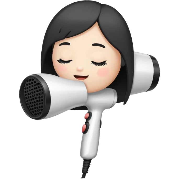 hair dryerround white bear feet, with a cute black closed eyes and mouth emoji