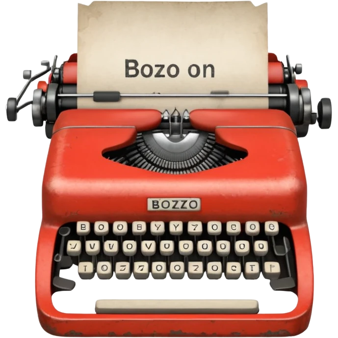 Typewriter with paper that says bozo on paper emoji