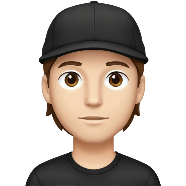 a white bro with brunette hair, wearing a black cap and a black shirt emoji