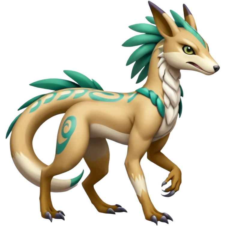 Tribal Exotic Meloetta-Sergal-Palkia-hybrid-fusion-Fakémon-creature, full body emoji