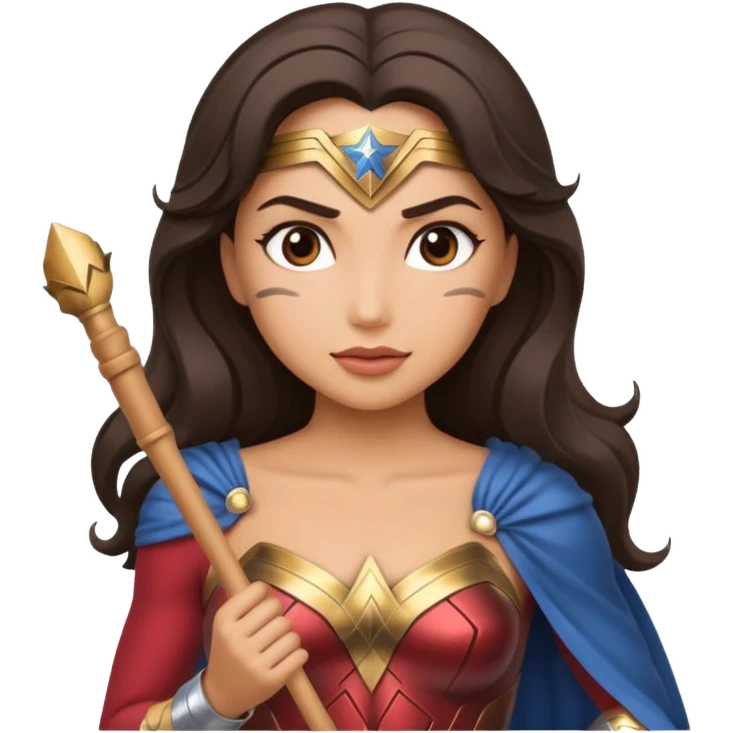 Wonder Woman holding white orchestra baton emoji