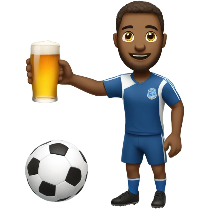 Man with beer playing soccer emoji