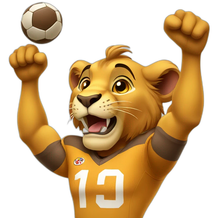 simba as a football player celebrate a goal emoji