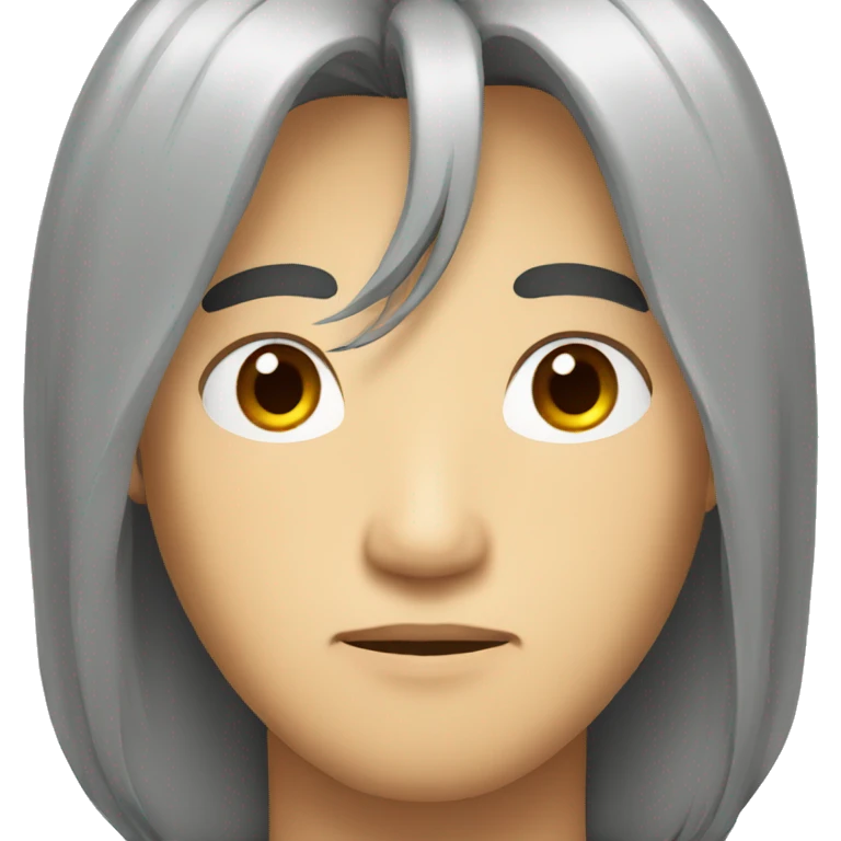asian guy with long black hair serious face emoji