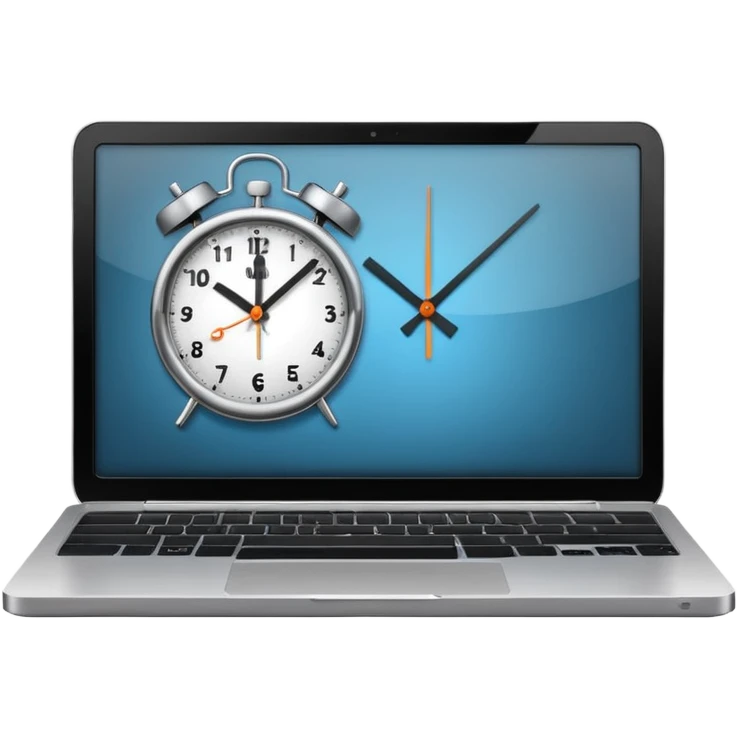 laptop with a clock above it emoji