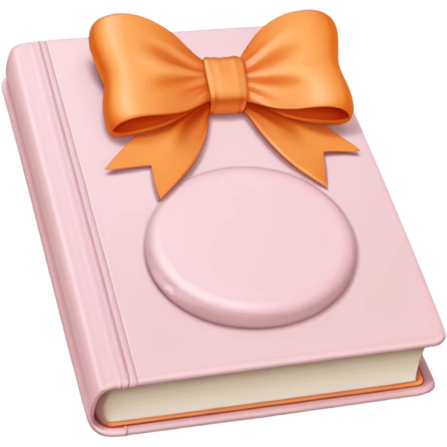pastel light pink book emoji with a light orange bow on top emoji