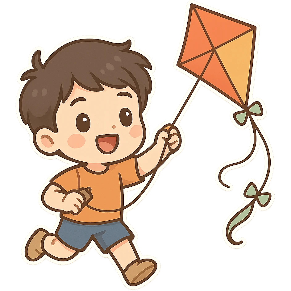 一个男孩正在放风筝 emoji