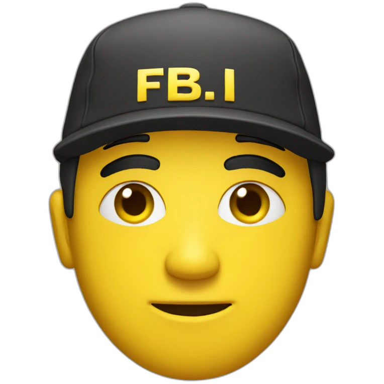 man with yellow "FBI" letters on his cap emoji