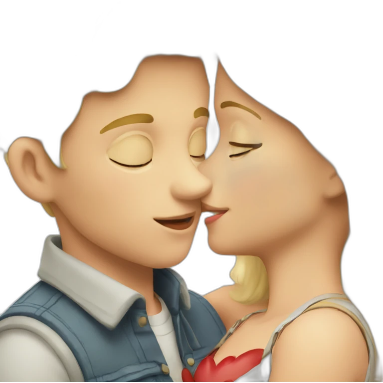 A blond boy who kisses a pretty blonde girl with a heart above their heads  emoji