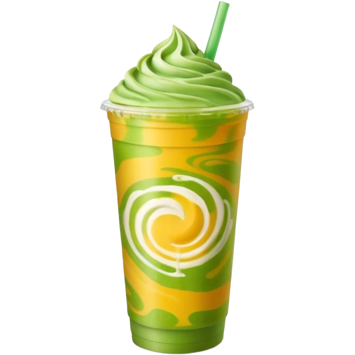 Iced Mango Matcha latte in a 16oz plastic cup emoji