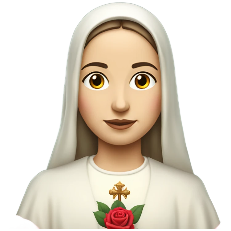 Sainte Terese of Lisieux avec bouquet de Rose vrai visage emoji