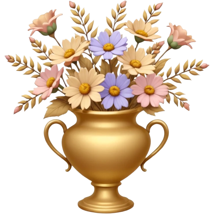 dried flowers in a golden vase emoji
