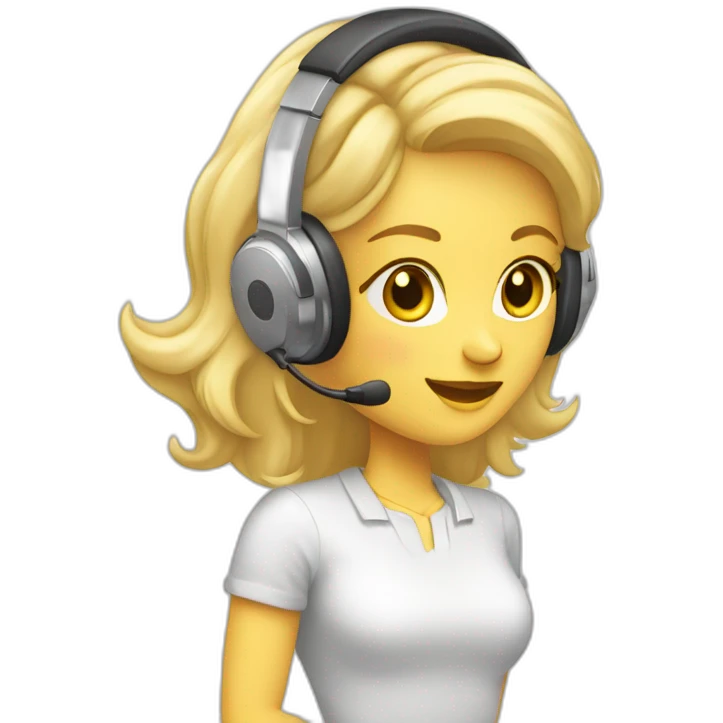 blonde women wearing headphones with microphone for live support emoji
