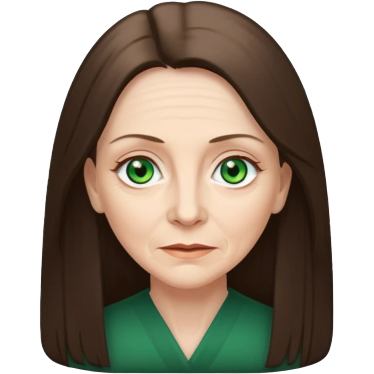 Pretty older woman with green eyes and long straight Ash-brown hair  emoji